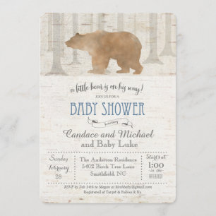 Invitation Carton d'invitation à une baby shower Ours et Boul