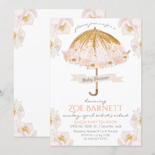 Invitation Carton d'invitation à une baby shower pailleté par