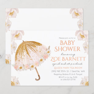 Invitation Carton d'invitation à une baby shower pailleté par