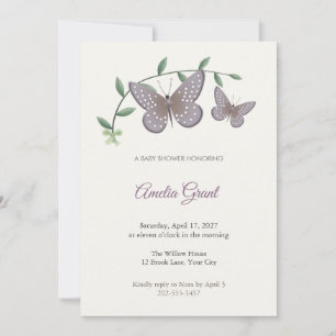 Invitation Carton d'invitation à une baby shower Papillon de