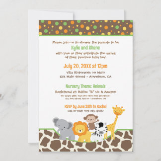 Invitation Carton d'invitation à une baby shower pour Animaux