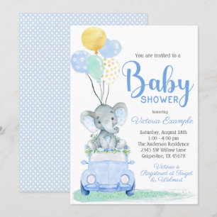 Invitation Carton d'invitation à une baby shower pour garçon 