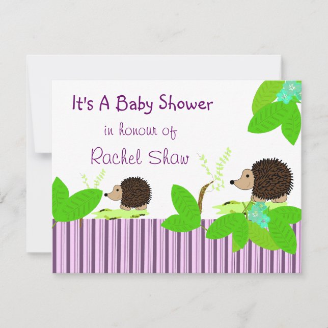 Invitation Carton d'invitation à une baby shower pour hérisso (Devant)