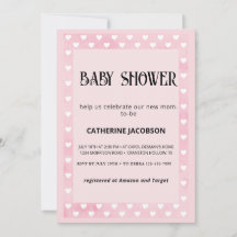 Carton d'invitation à une baby shower rose avec de