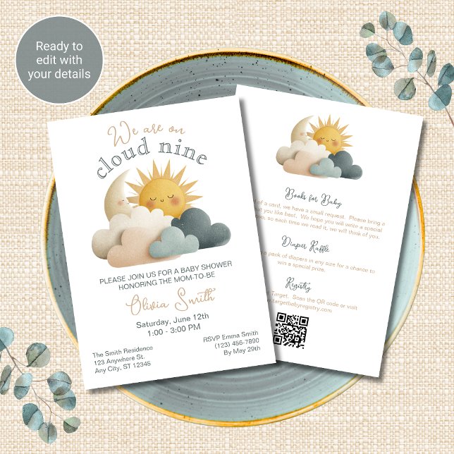 Invitation Carton d'invitation à une baby shower sur le thème (Créateur téléchargé)
