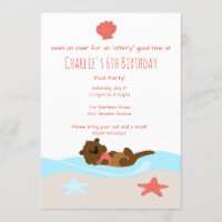 Carton d'invitation à une fête adorable des loutre