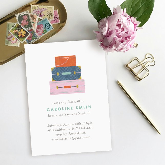 Invitation Carton d'invitation à une fête d'adieu Rose Bleu O (Créateur téléchargé)