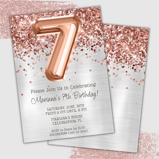 Invitation Carton d'invitation à une fête d'anniversaire 7 an (Créateur téléchargé)