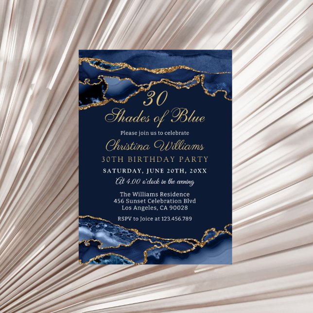 Invitation Carton d'invitation à une fête d'anniversaire aux  (30 Shades of Blue Birthday Party Invitation)
