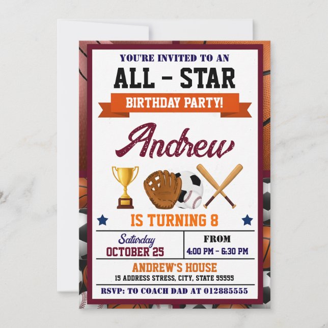 Invitation Carton d'invitation à une fête d'anniversaire de s (Devant)