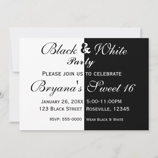 Invitation Carton d'invitation à une fête d'anniversaire noir (Devant)