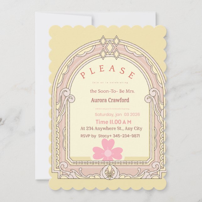 Invitation Carton d'invitation à une fête de mariage | Fleur  (Devant)