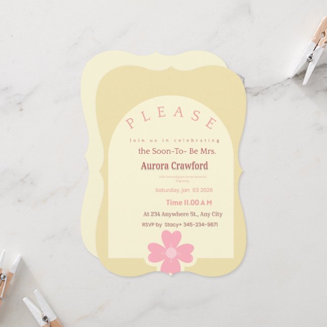 Invitation Carton d'invitation à une fête de mariage | Fleur  (Devant/Arrière en situation)