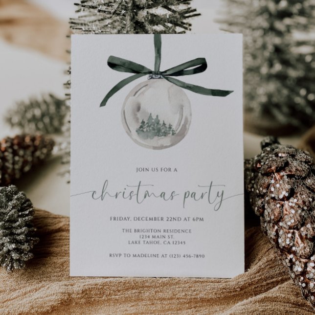Invitation Carton d'invitation à une fête de Noël à l'aquarel (Créateur téléchargé)