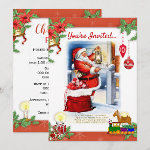 Invitation Carton d'invitation à une fête de Noël avec le Pèr
