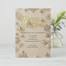 Carton d'invitation à une fête de Noël Gold & Crea