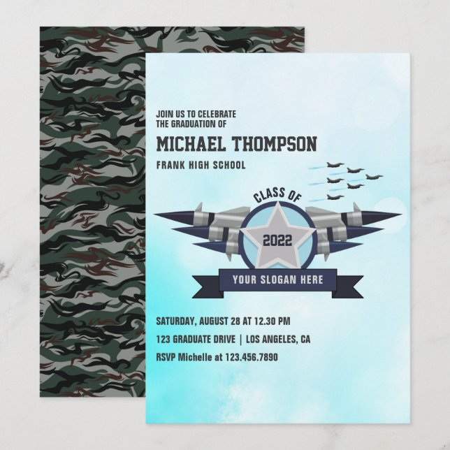 Invitation Carton d'invitation à une fête de remise de diplôm (Devant / Derrière)