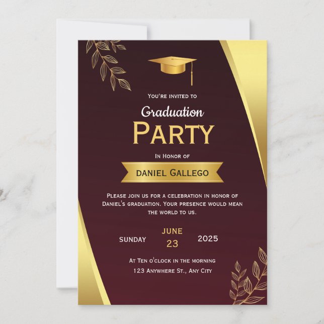 Invitation Carton d'invitation à une fête de remise de diplôm (Devant)