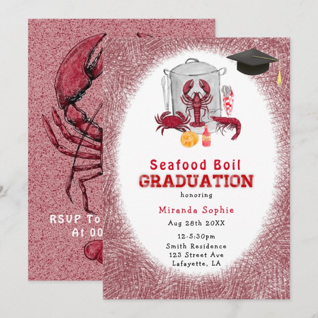 Invitation Carton d'invitation à une fête de remise de diplôm (Devant / Derrière)