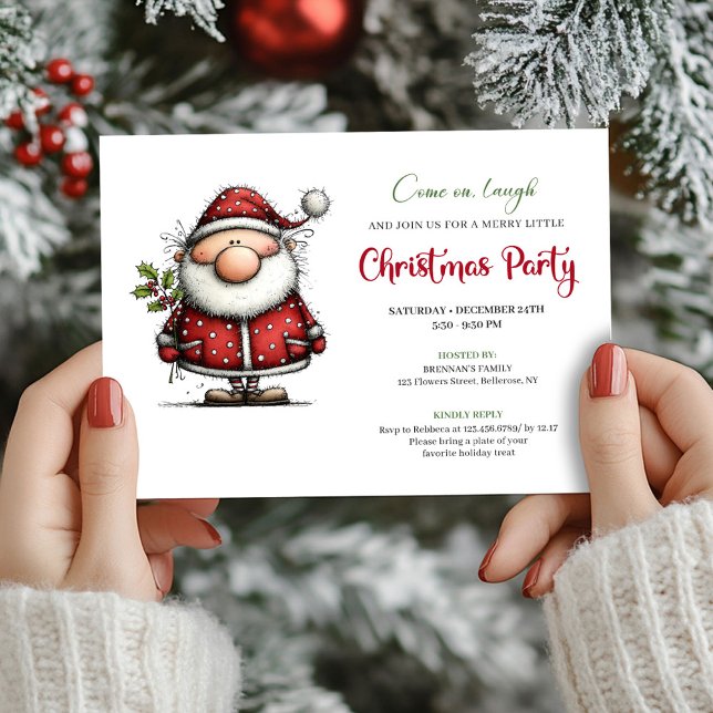 Invitation Carton d'invitation à une fête de vacances de Père (Watercolor quirky Santa holiday party invite

)