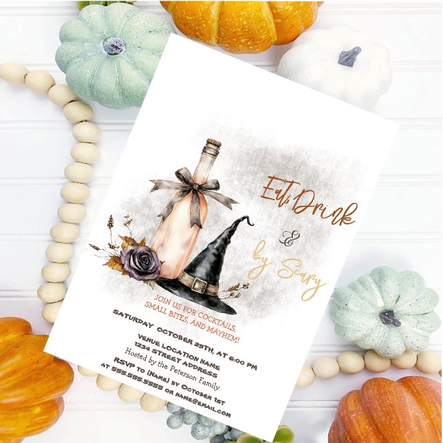 Invitation Carton d'invitation à une fête d'Halloween Fleur d (Créateur téléchargé)