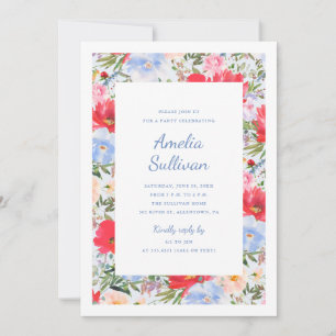 Invitation Carton d'invitation à une fête florale aquarelle b