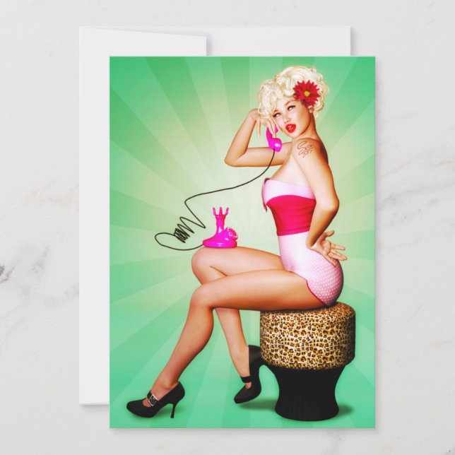 Invitation Carton d'invitation à une fête pin-up rétro Let's  (Devant)