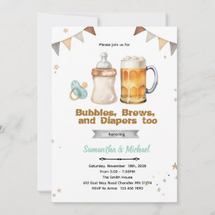 Invitation Carton d'invitation à une fête prénatale mixte aut