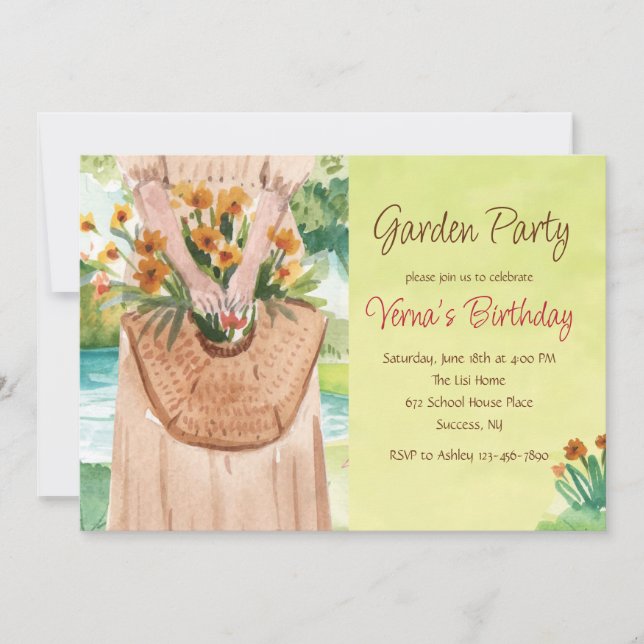 Invitation Carton d'invitation à une garden-party aquarellé (Devant)