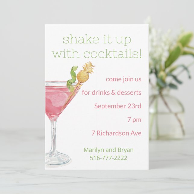 Invitation Carton d'invitation à une soirée cocktail cosmopol (Debout devant)
