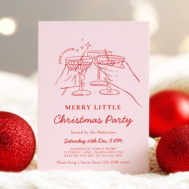 Invitation Carton d'invitation à une soirée cocktail de Noël  (Créateur téléchargé)