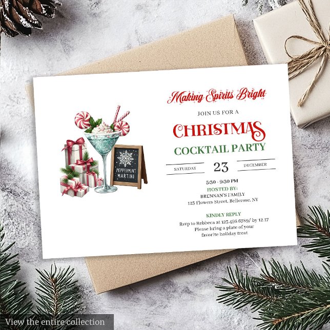 Invitation Carton d'invitation à une soirée de cocktails de N (Classic Christmas Mojito Cocktail Party invite)