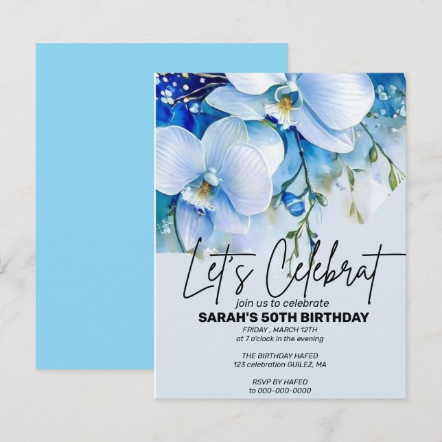 Invitation Carton d'invitation anniversaire bleu royal modifi (Devant / Derrière)