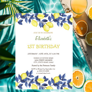 Invitation Carton d'invitation Anniversaire Citrons Aquarelle