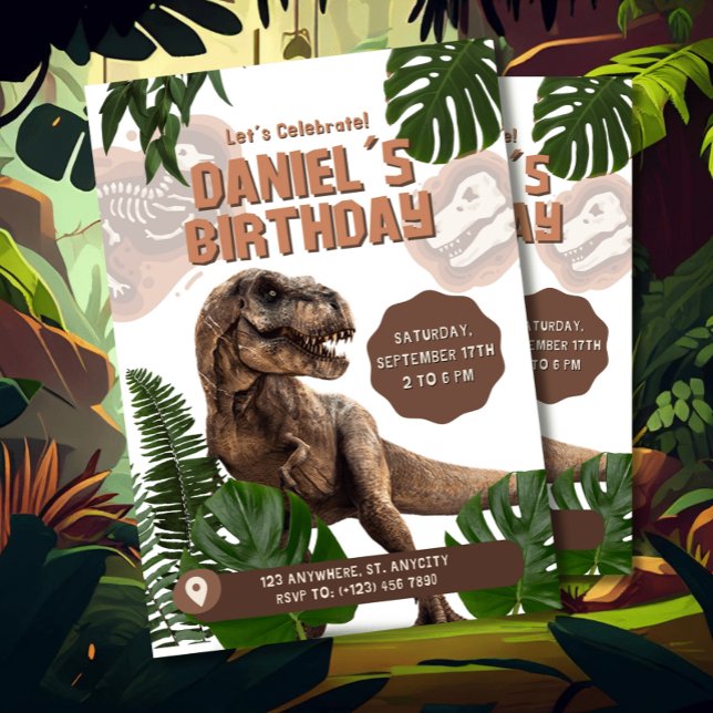 Invitation Carton d'invitation anniversaire de dinosaure réal (Créateur téléchargé)