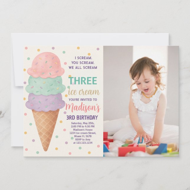 Invitation Carton d'invitation anniversaire de glace modifiab (Devant)