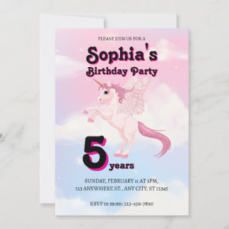 Invitation Carton d'invitation anniversaire licorne Pegasus r