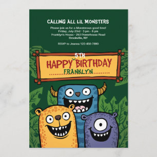 Invitation Carton d'invitation Anniversaire Monstres