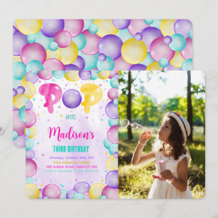 Invitation Carton d'invitation anniversaire photo avec bulles