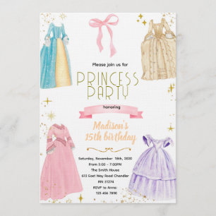 Invitation Carton d'invitation anniversaire Robes de princess