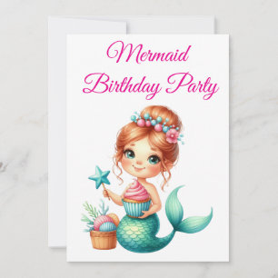 Invitation Carton d'invitation anniversaire Sirène modifiable