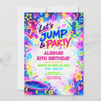 Invitation Carton d'invitation anniversaire Trampoline Neon G