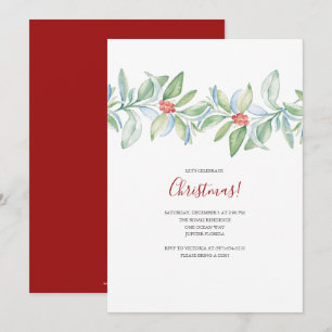 Invitation Carton d'invitation aquarelle botanique de Noël