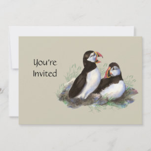 Invitation Carton d'invitation aquarelle joli macareux