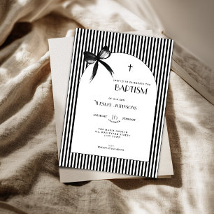 Invitation Carton d'invitation au baptême avec nœud papillon