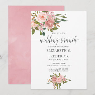 Invitation Carton d'invitation au brunch de mariage rose et o