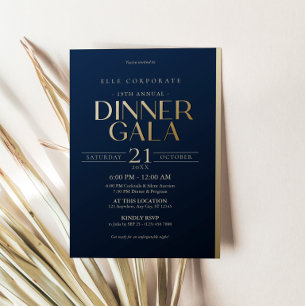 Invitation Carton d'invitation au dîner de gala en bleu marin