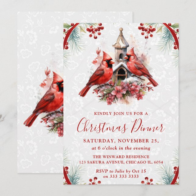 Invitation Carton d'invitation au dîner de Noël du Cardinal É (Devant / Derrière)