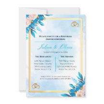 Carton d'invitation au dîner de répétition bleu ro
