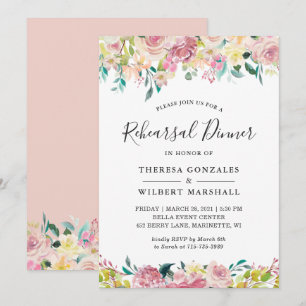 Invitation Carton d'invitation au dîner de répétition floral 